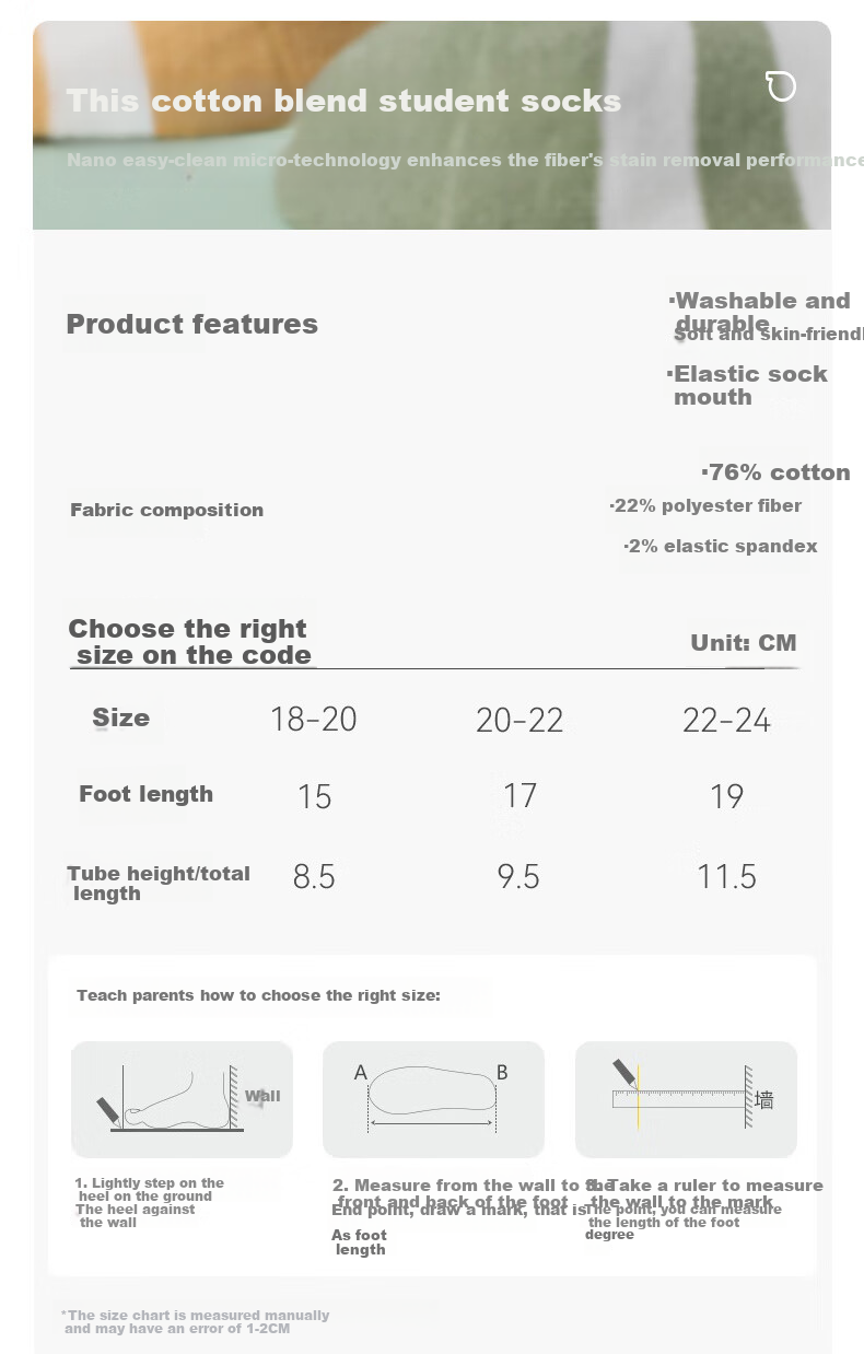 Hodo Children's Socks, White Sports Socks for Boys And Girls, Cotton Breathable Mid-Calf Socks, Student Socks, W5005 Set 1, Size 18-20 1