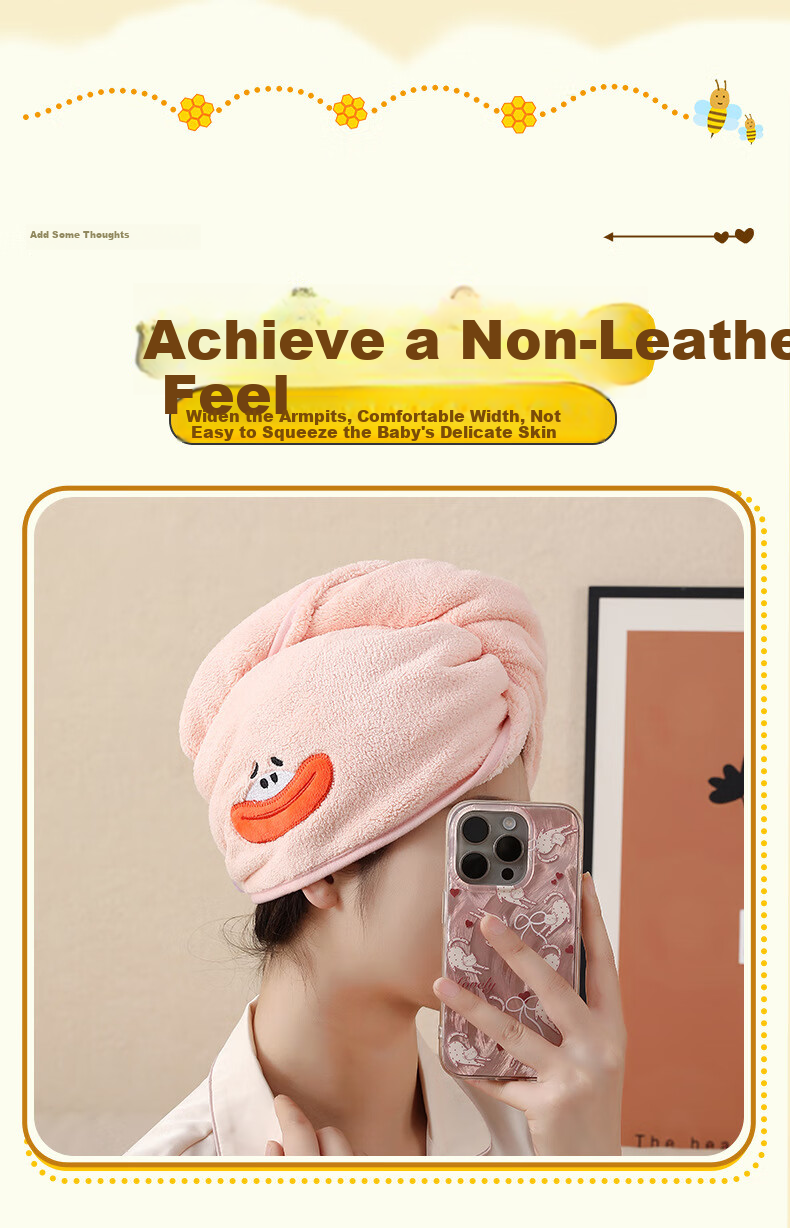 Fanyejia Cute And Ugly Hair Drying Cap for Students, Women's Super Absorbent Quick-Drying Hair Wrap Towel, Cute Coral Fleece Shower Cap for Adults 11