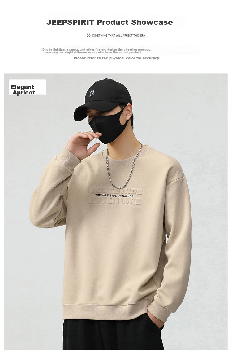 JEEP SPIRIT Men's Sweatshirt, Long Sleeve T-Shirt, Men's Jacket, Autumn And Winter Menswear, American Trendy Base Layer, Casual Top 6