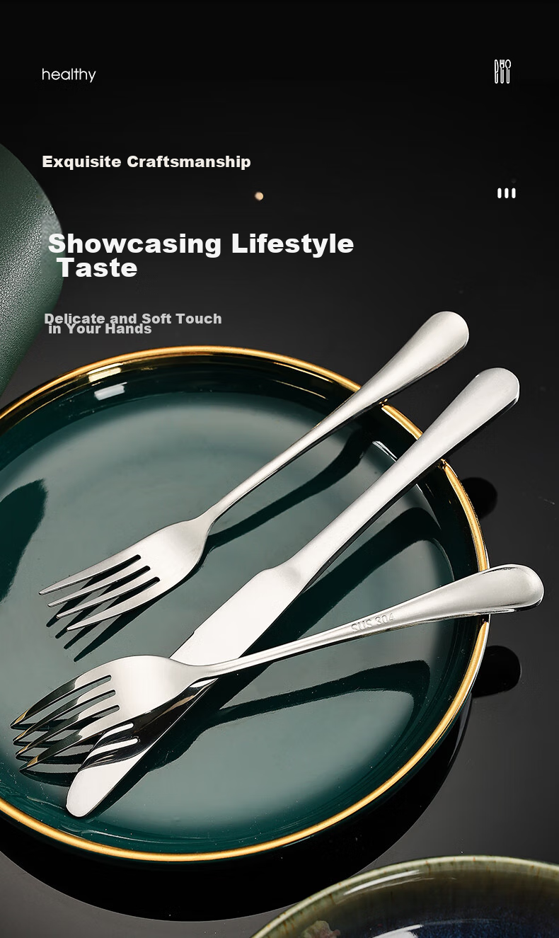 Guangyi 304 Stainless Steel Western Cutlery Set, Steak Knife And Fork Set, Thickened Tableware Complete Set, Fork 2-Piece Set GY7270 13