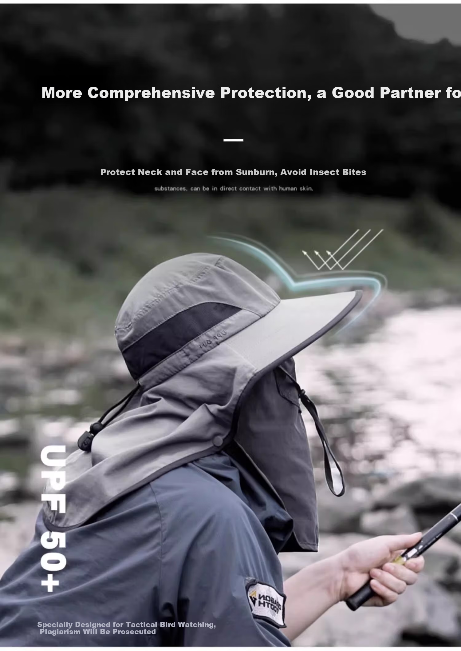 Zhanshuniao (Full Face Coverage) Fishing Sun Protection Hat for Men, Summer Outdoor Sun Hat, Wide Brim Fishing Hat, UV Protection Face Mask for Wome 10