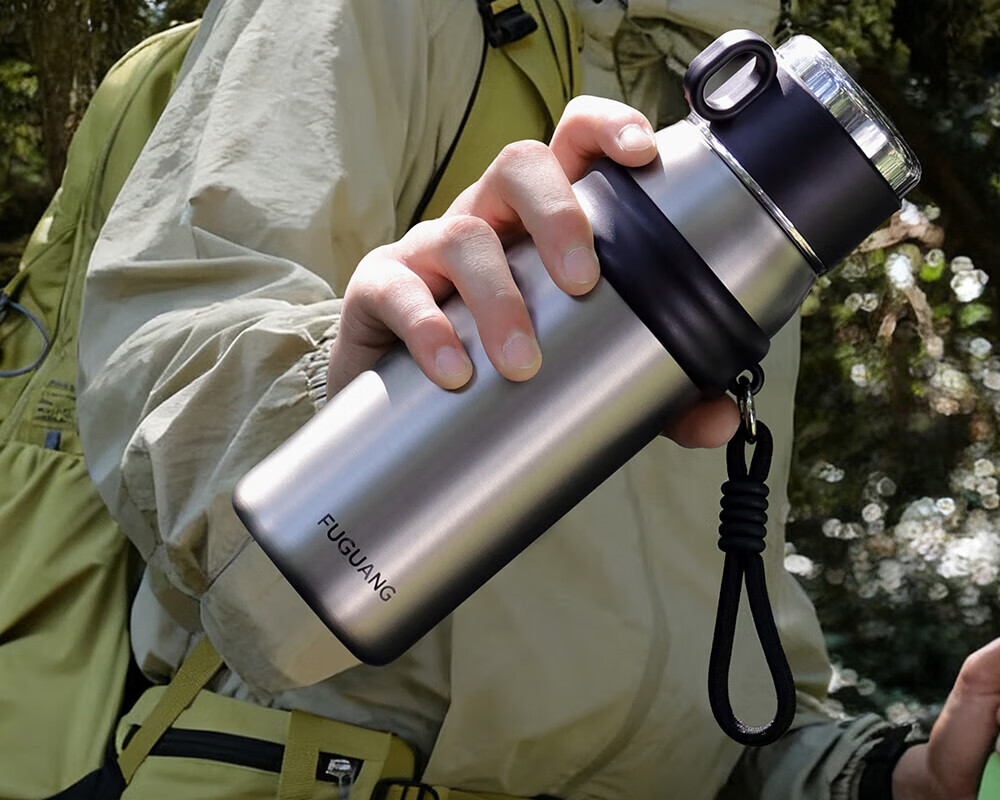 Fuguang Insulated Water Bottle for Men And Women, Tea Cup, Outdoor Cup, Large Capacity Business Gift, 680ml Black 2