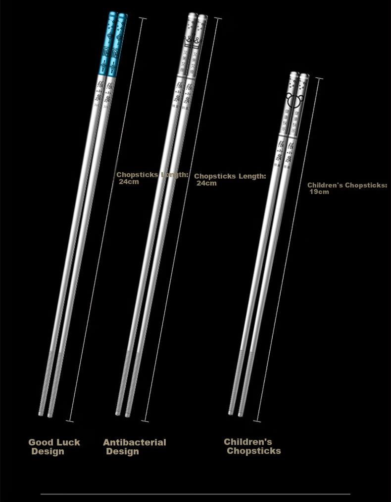 Zhangxiaoquan 316 Stainless Steel Chopsticks Gift Box Set for Home Use, Non-Slip Divided Chopsticks, Six Pairs (Including 1 Pair Children's Chopsticks), 24CM 9