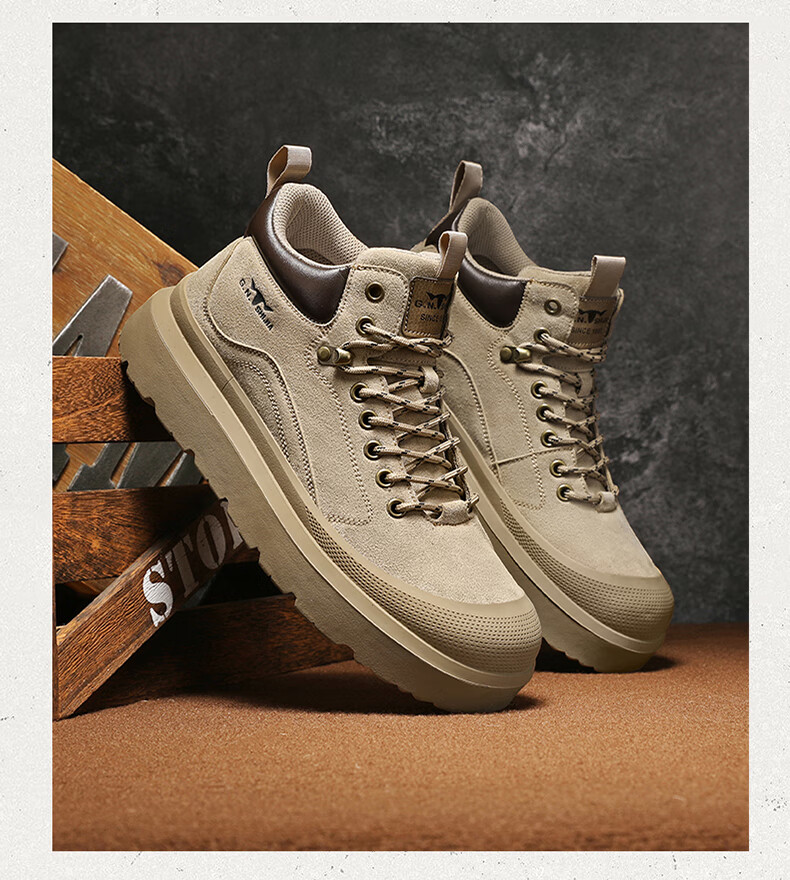 Bull Family Martin Boots Men Autumn Winter New Retro Fashion Round Toe Work Boots Outdoor Thick Sole High Top Shoes 20