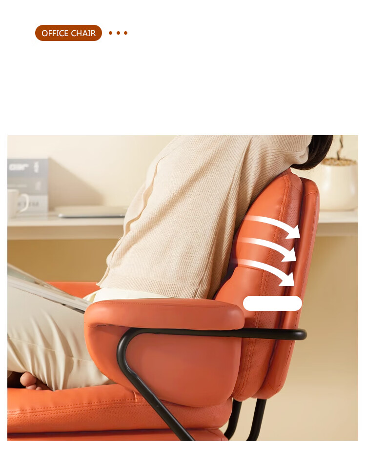 Annafu Computer Chair, Office Chair, Gaming Chair, Home Ergonomic Chair, Backrest Chair, Swivel Chair BG332, Black Legs, Orange 8