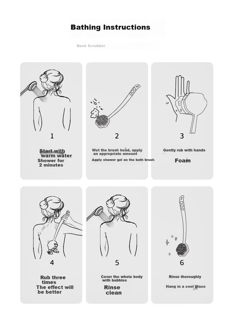 Leli Bath Brush, Shower Brush, Long Handle, Cute Pet Design, Wall-Mountable, Skin-Friendly, Single Piece 12