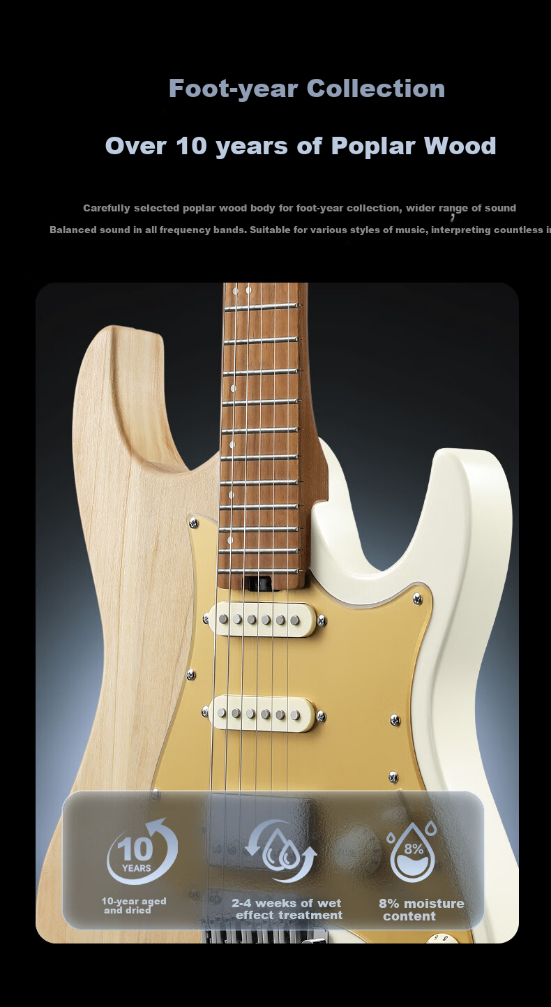 DONNER DST 550 Electric Guitar for Beginners, Intermediate Level, Adults, Men And Women, Electronic Guitar for Rock Music, Tiger Pattern Amber 9