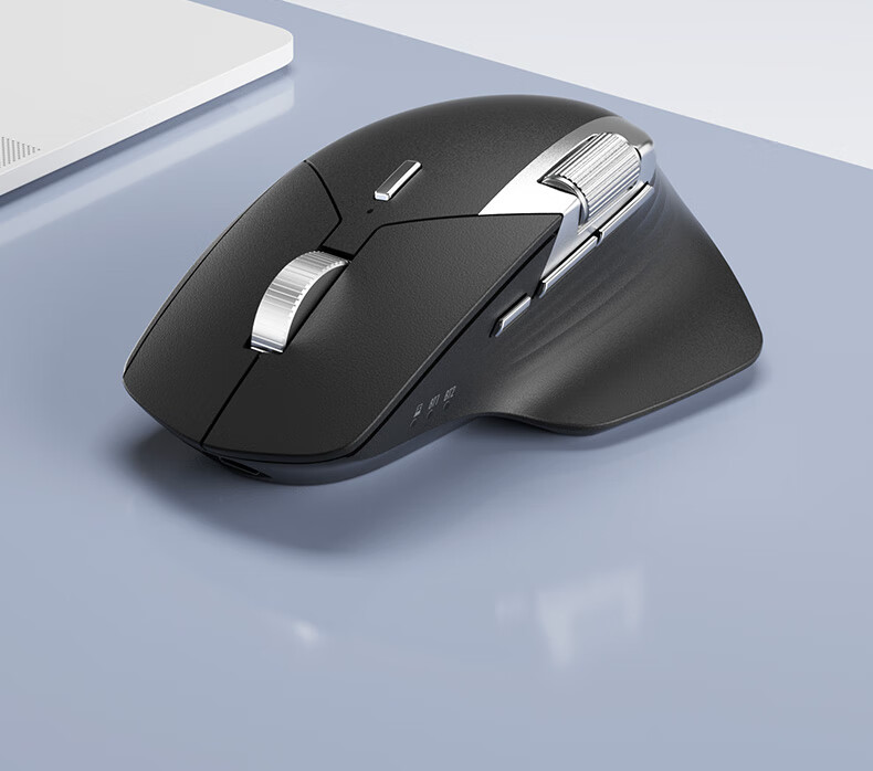 B.O.W Hangshi MD290L MAX Tri-Mode Wired Wireless Bluetooth Charging Mouse Laptop Office Ergonomic Silent Side Dual Scroll Wheel Mouse Silver Black 2