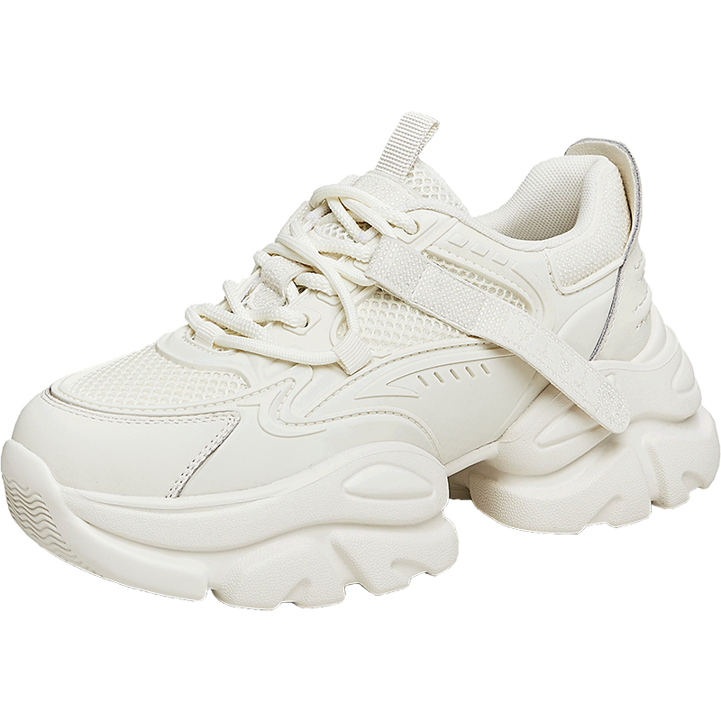 TATA TATA Bubble Cream White Dad Sneakers Women's Height Increasing Casual Shoes Thick Sole AM5 Off-White (Single) Size 37