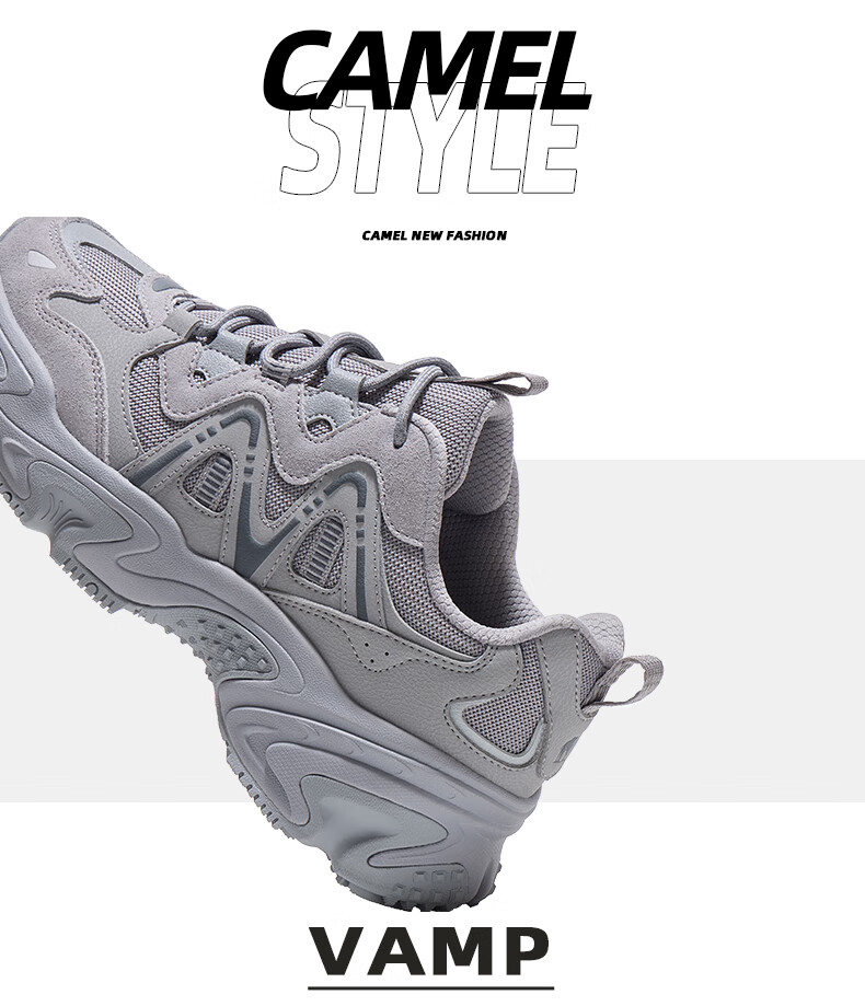 CAMEL Women's Retro Casual Thick-Soled Platform Dad Sneakers X25CX4L4035 Black/Silver White Size 38 50