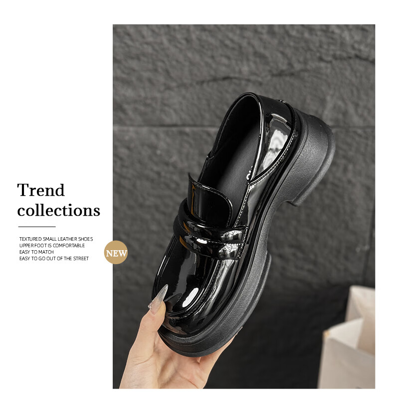 Global Lefu Women's Black Versatile Leather Shoes British Style Mary Jane Flats 16