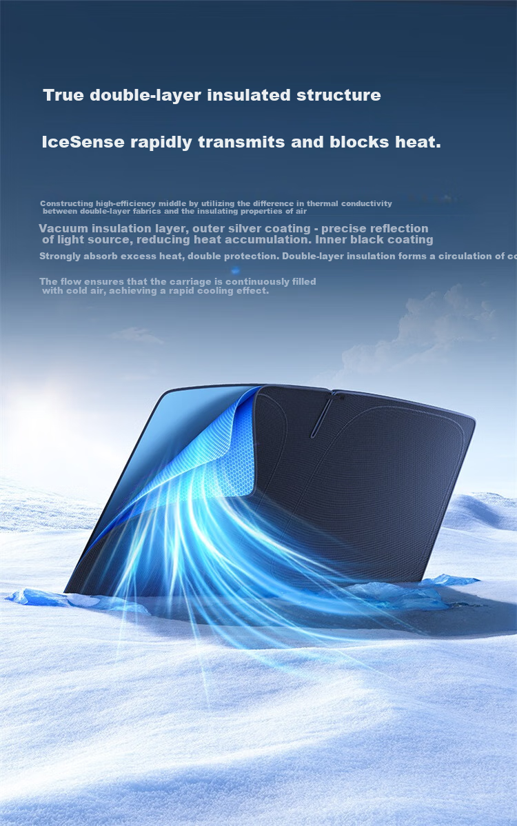 Baseus Car Sunshade, Front Windshield Sun Visor, Interior Heat Insulation Sunshade, Double-Layer Heat Insulation Cover 3