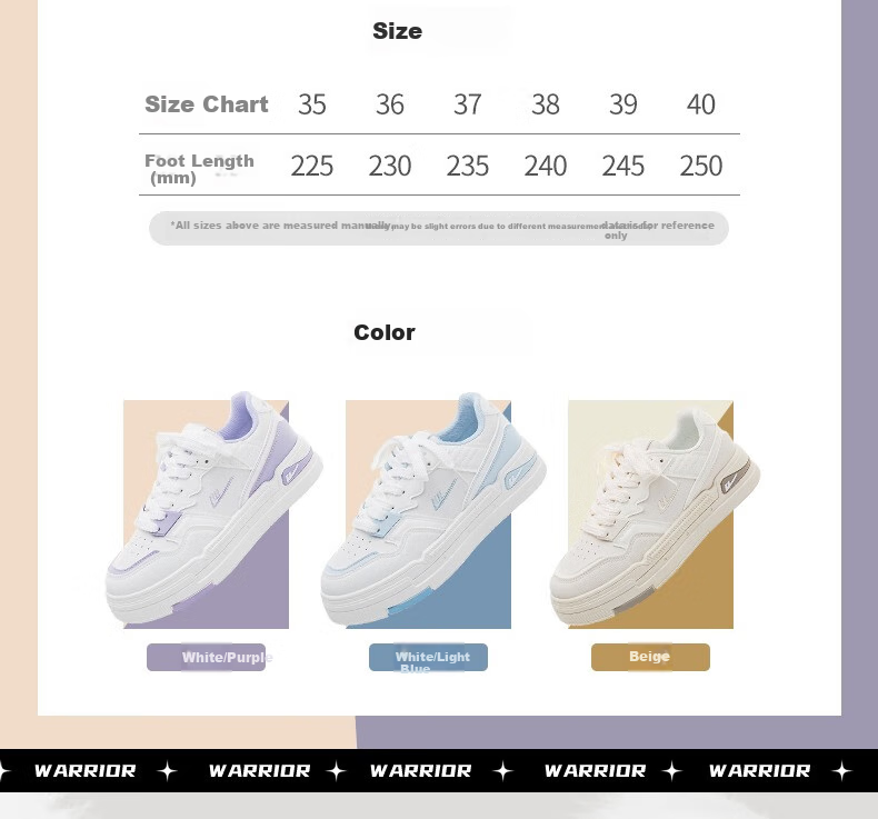 Huili Women's Shoes, White Sneakers, Trendy And Versatile Casual Shoes, Stylish Footwear for Women, 2662L White And Purple, Size 35 3