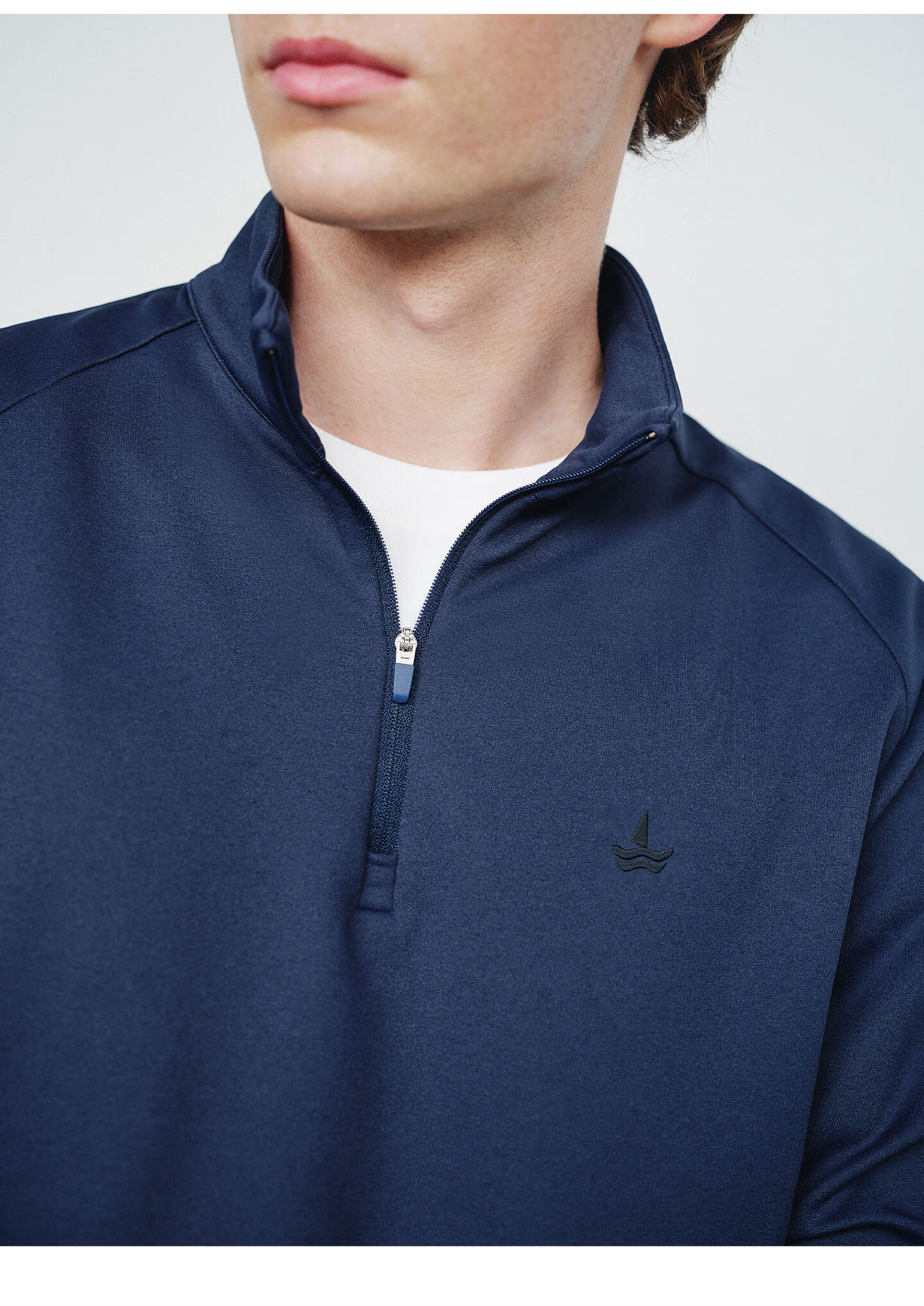 Navigare Celebrity-Inspired Small Sailboat Men's Half-Zip Brushed Casual Sweatshirt Inner Layer Top 1135845304 12