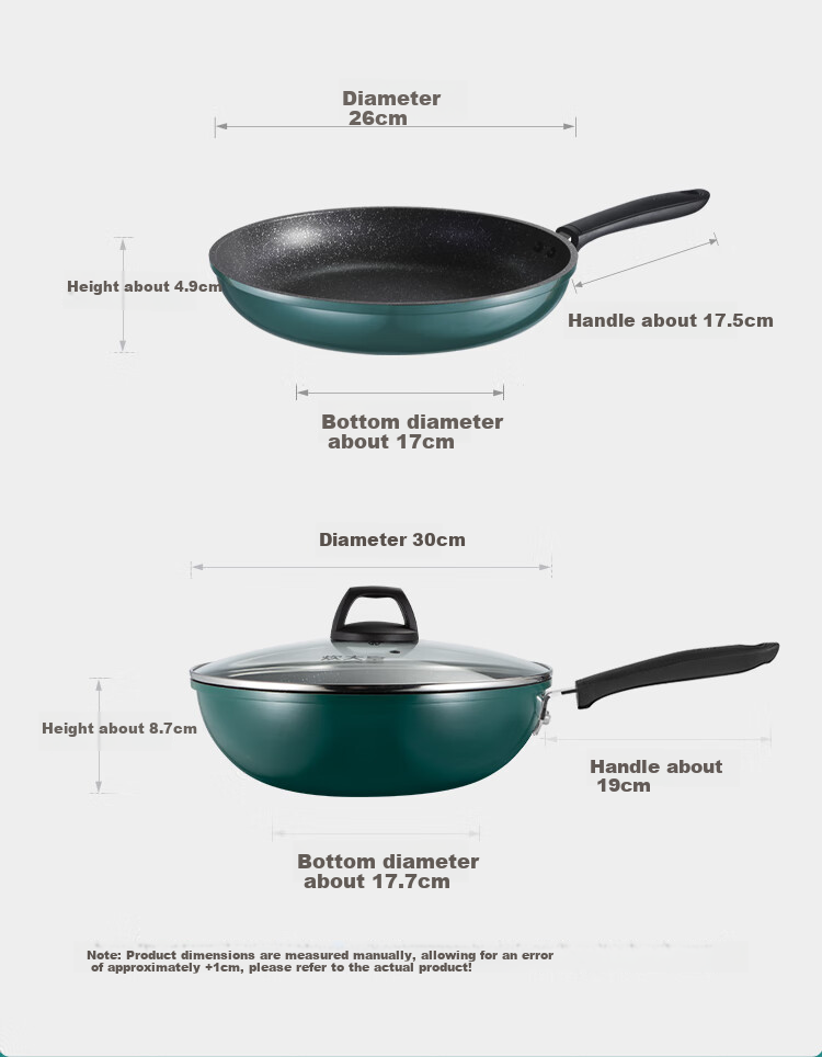 COOKER KING Cookware Set Non-Stick Wok And Frying Pan Two-Piece Set Easy-Clean Compatible with Induction Cooker Green Pot BG01TZ 10