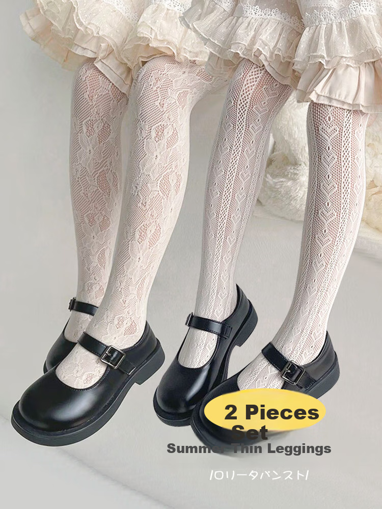 LangSha Girls' Tights, Summer Thin Style, Lolita White Princess Socks, Spring And Autumn Baby Stockings, Children's Leggings Socks 1