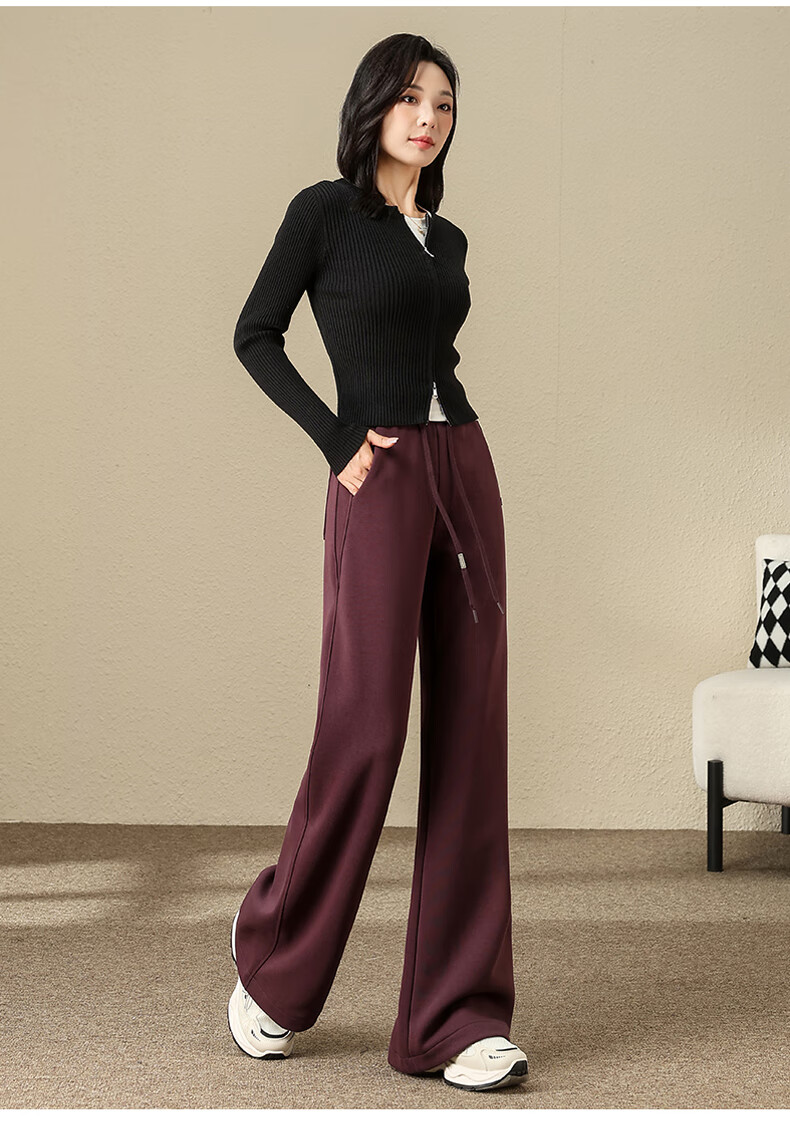 Jeanswest Women's Casual Autumn Winter Straight-leg High-waist Slim Fit Narrow Combed Cotton Slight Flare Pants Cloud Gray L 18