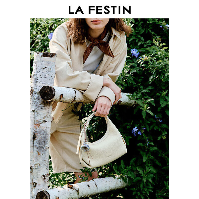La Festin Top-Grain Leather Crescent Bag for Women, 2026 New Style Genuine Leather Handbag, Shoulder Crossbody Underarm Bag, Birthday Gift for Wome