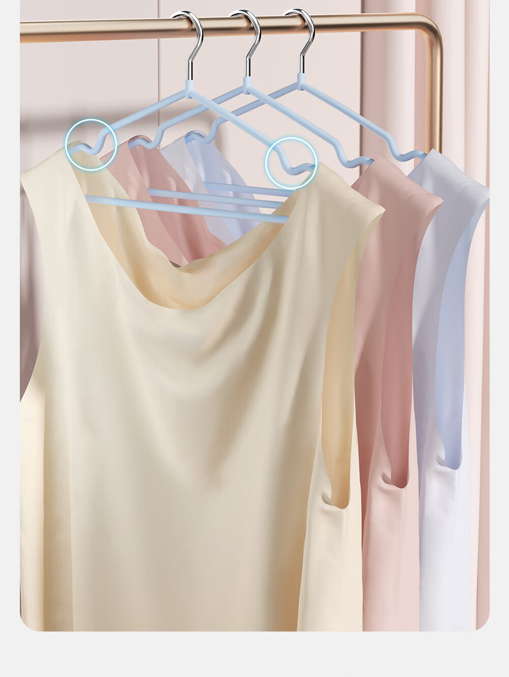 MENGTING Plastic Coated Non-Slip Hangers, 20-Pack Blue and White Adult Coat Hangers 7