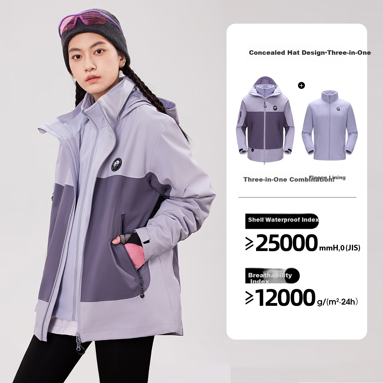 Xiongmao [China Xiongmao SE] Three-In Windproof And Waterproof Jacket for Men, Autumn And Winter Hooded Mountaineering Coat for Women 1613, M