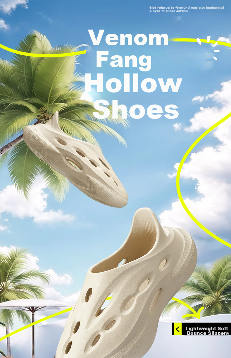 QIAODAN Crocs-Style Perforated Shoes for Men, Summer Breathable Soft Elastic Casual Sandals, Outdoor Beach Sports Slippers 2