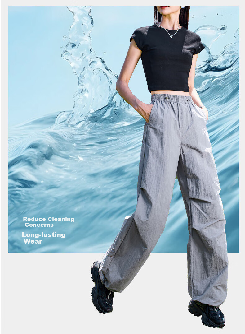 ESE-Y Quick-Dry Cooling Cargo Pants for Women, 2025 Summer New Style, Sun Protection Thin Wide-Leg Loose Paratrooper Pants, Gray And White, Size 28 9