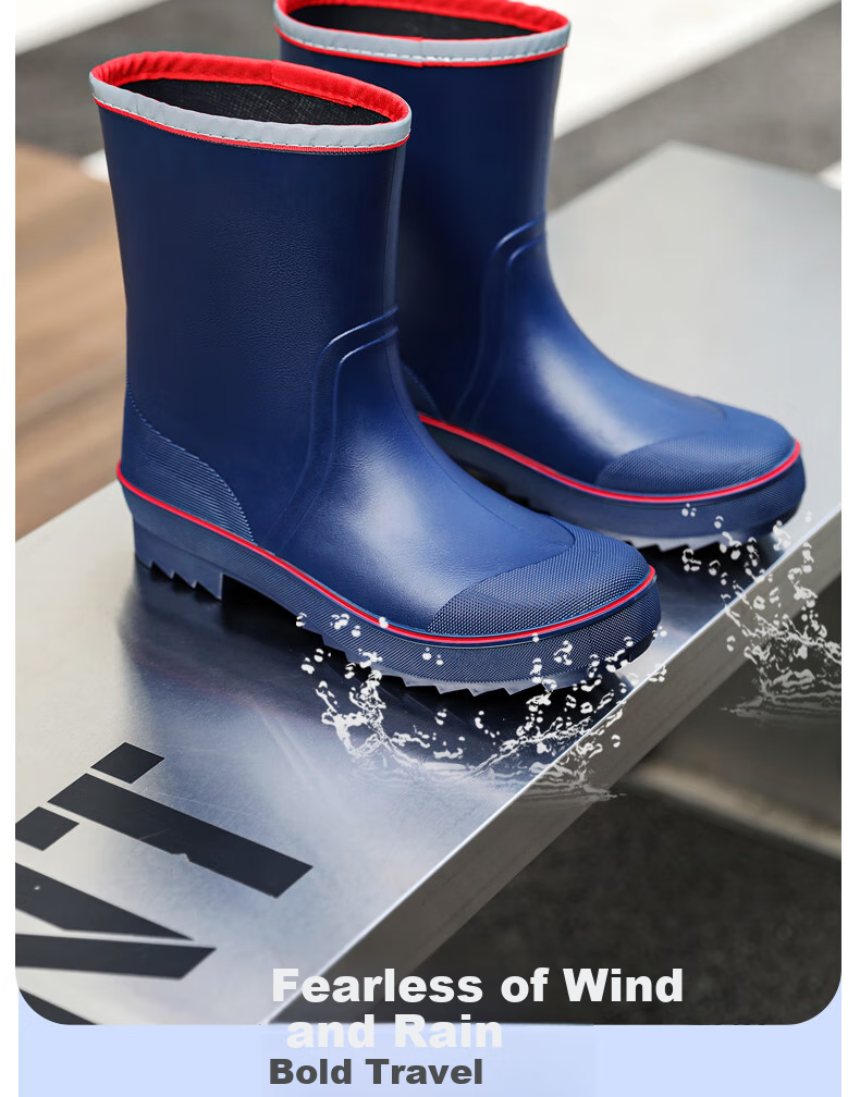 Lanoudun Rain Boots for Men, Tall Waterproof Shoes, Outdoor Non-Slip Rubber Shoes, Wear-Resistant Rain Boots, Overshoes YX1010 Size 42 3