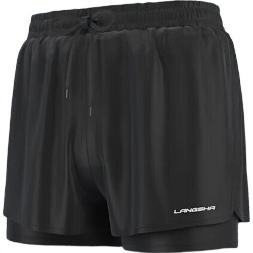 LangSha Men's Quick-Dry Double-Layer Loose Boxer Swim Trunks for Swimming, Hot Springs, Beach, and Vacation