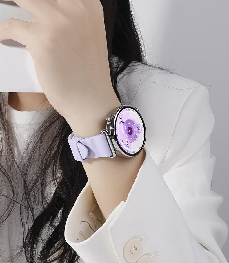 Weiqiantu Huawei Watch GT6 Wide Ripple Silicone Strap Original Series GT6 Wide Ripple Silicone Strap 18mm New Flowing Purple (Press Type) 10