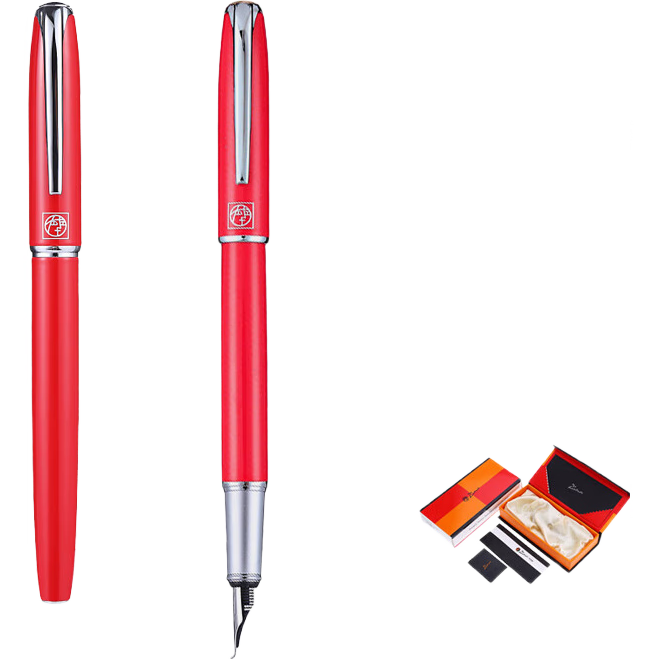 Pimio Calligraphy Pen with Bent Tip, Hard-Tip Fountain Pen, Mid-Autumn Festival Gift, for Men And Women, Calligraphy Practice Pen for Adults And Students, Fine Point 1.0mm, 916 Flange Red