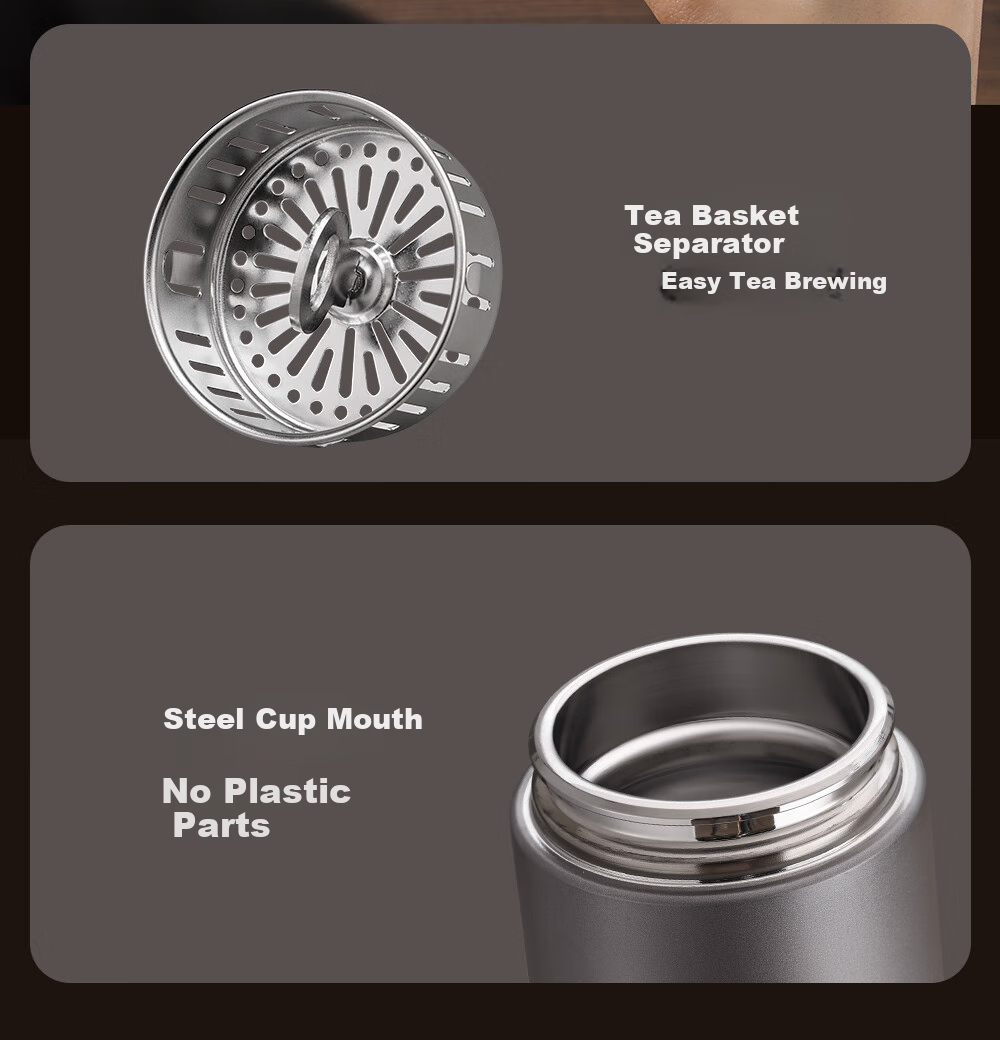 Fuguang Car One-Touch Lid-Opening Insulated Mug, Tea-Water Separation, 316L Stainless Steel Tea Infuser Cup, Cold-Keeping Cup, Business Water Bottle 7
