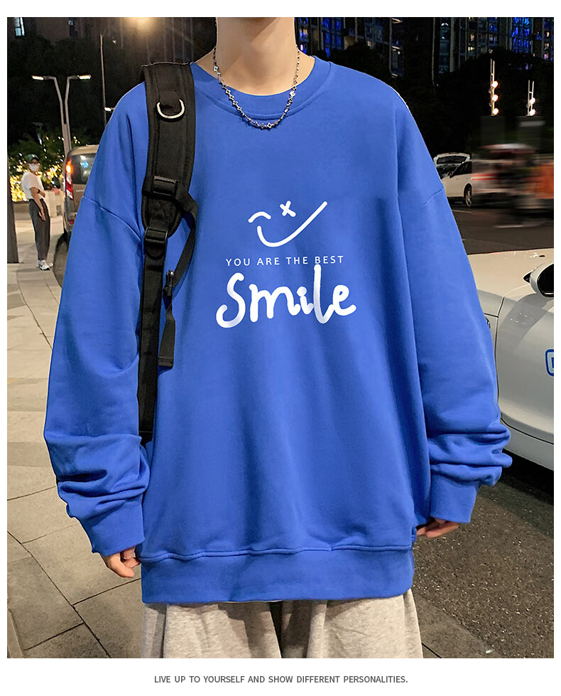 Foss Phil American Vintage Floral Embroidered Crewneck Sweatshirt Men Spring Autumn Loose Casual Top WY013 Obsidian Black 3XL 14