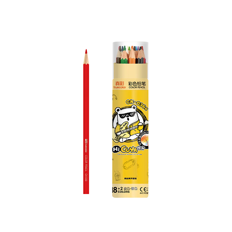 TRUECOLOR 18-Color Oil-Based Colored Pencils with Wooden Hexagonal Barrel for Students' Drawing And Coloring, Art Supplies Set, Children's Birthday Gift 036B