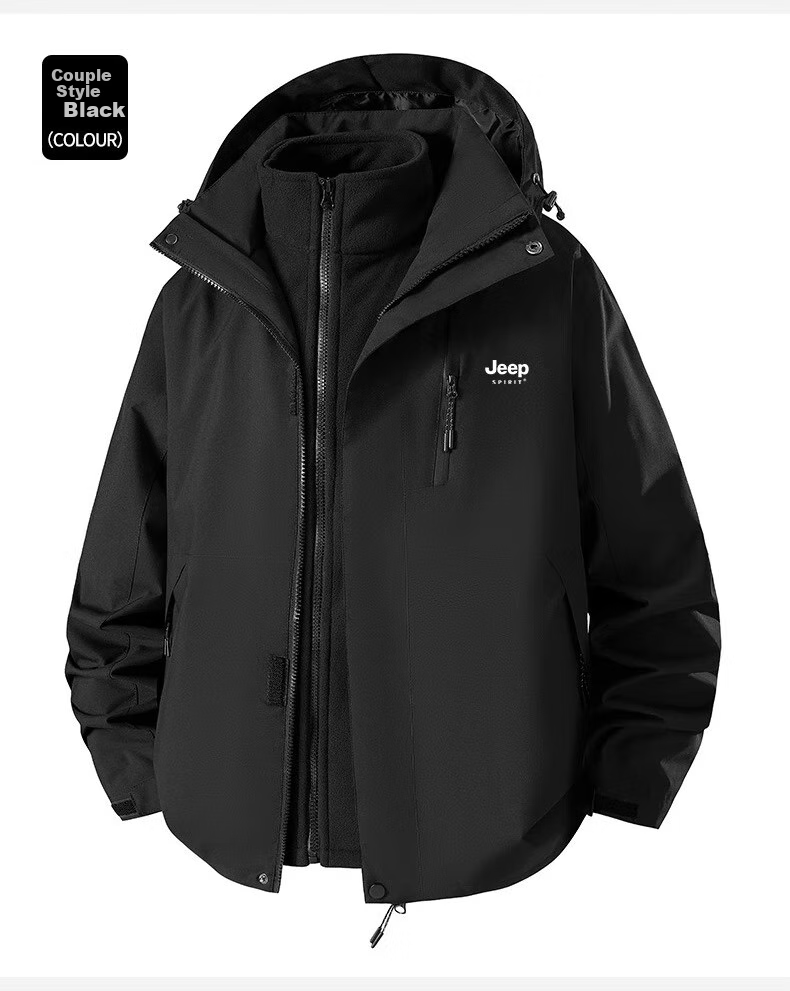 JEEP Men's Windbreaker Jacket, Spring Waterproof And Windproof, 2026 New Outdoor Hiking Coat, Black, 3XL 13