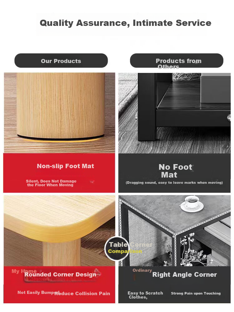 Gupujia Coffee Table, Living Room Sofa Side Table, Simple Small Tea Table, Compact Bedroom Square Table, Movable Bedside Table 5