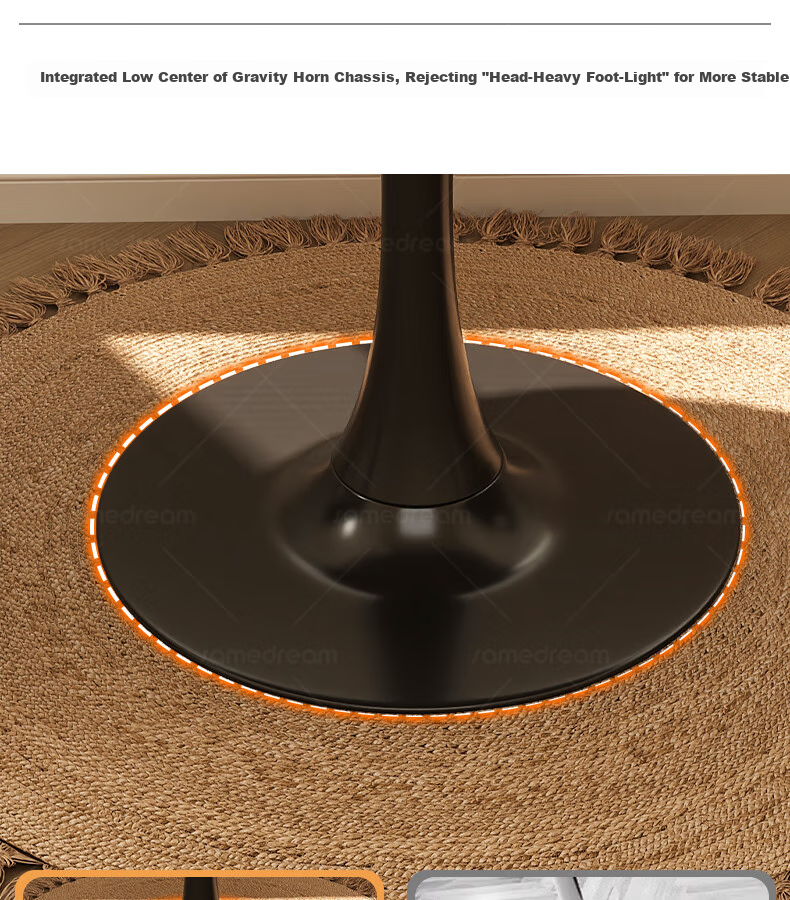 XIAOJIANGCAI Round Dining Table for Home, Small Apartment Restaurant Table, Balcony High-End Table, Tulip Negotiation Table, Walnut, 70*73 14