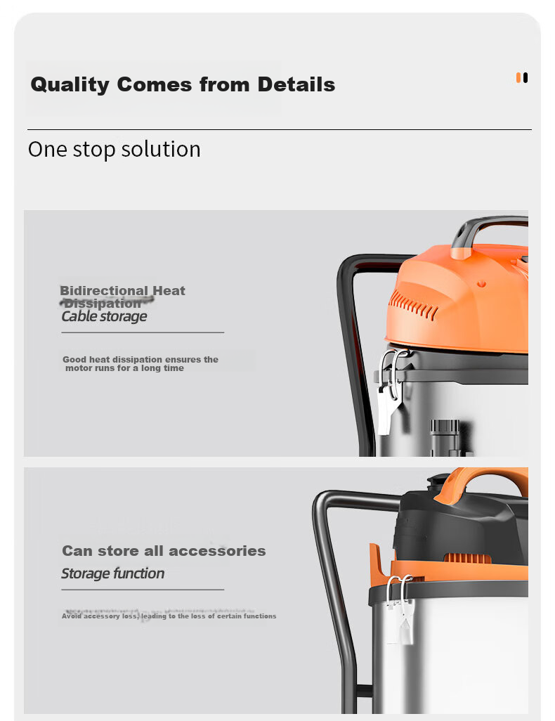 Royalstar Dual-Motor 4200W High-Power Powerful Suction Wet And Dry Commercial Industrial 70L Barrel Vacuum Cleaner for Hotels And Factories RS-XT420A 12