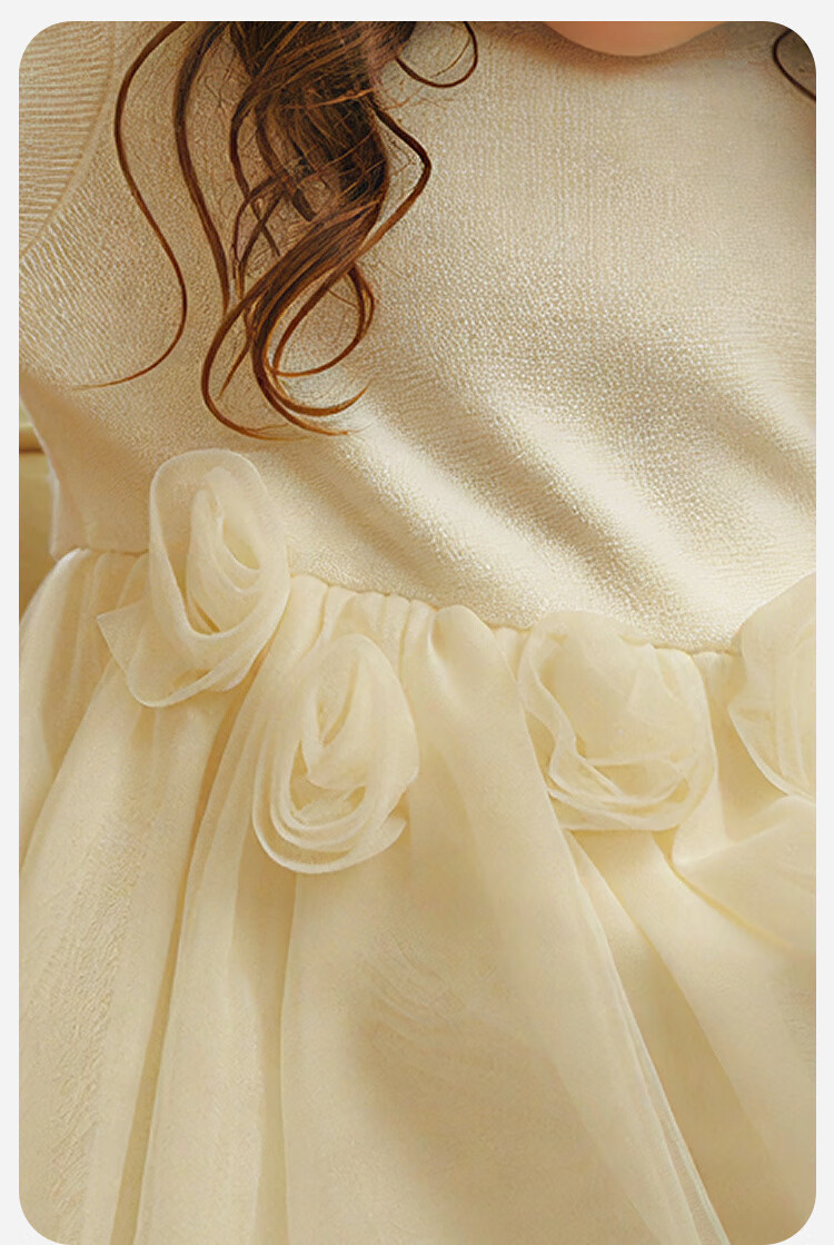 Minibala Girls Dress Baby Tulle Skirt Sweet Children's Half Turtleneck Princess Dress 2025 Winter 4