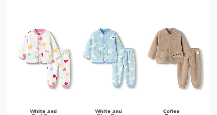 BALABALA BalaOne Children's Home Wear Set for Boys And Girls, Winter New Style Half-Fleece Warm Pajamas 13