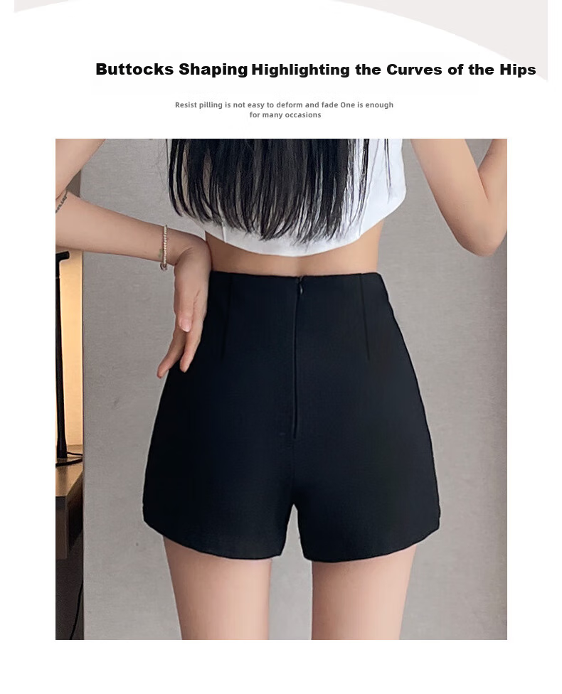 LangSha Black Suit Shorts for Women, 2026 New Style, Slim-Fit Base Layer, High-Waisted, Slimming A-Line, Petite, Hot Pants for Trendy Girls 9