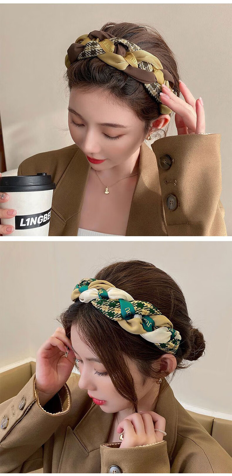 Jiaoxuefei Ruched Crystal Headband 2025 New High Crown Forehead Hair Press Tie Versatile Outdoor Headband 6