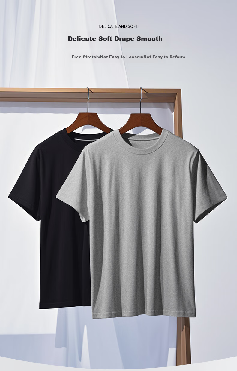 LangSha Men's Short-Sleeve Pure Cotton T-Shirt, Antibacterial Thin Undershirt, All-Cotton Base Layer, Sweat-Absorbing Underwear, Gray 2