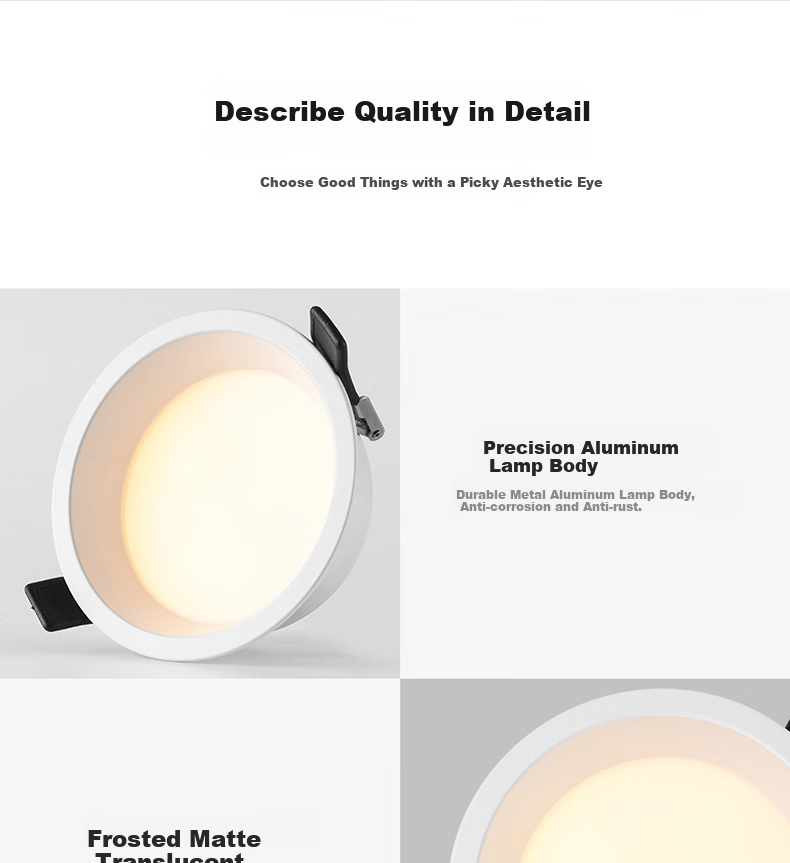NVC LED Downlight for Living Room, Bedroom, Hallway, Recessed Narrow Edge Full Aluminum Spotlight, 7W Tri-Color Ra95 [Miyue] 14