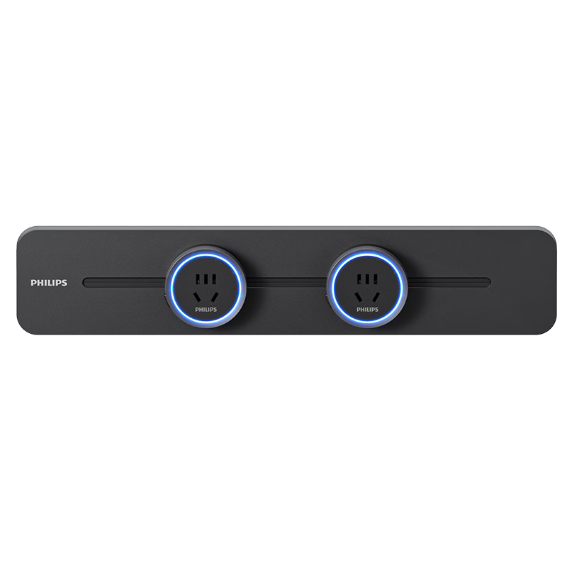 PHILIPS Curved Track Socket Slim Ambient Light Power Strip Wall-Mounted Wireless Slot-Free Sliding Rail Socket Panel 40cm + 2 Adapters