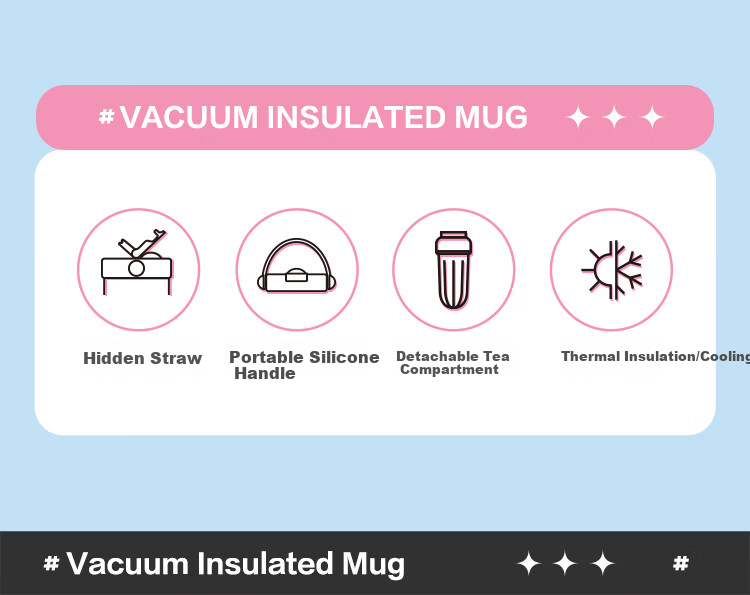 LOCK&LOCK Large Capacity Insulated Tumbler with Handle, Straw, And Tea Compartment, Simple Portable Thermos Water Bottle, 670ML, Blue 1