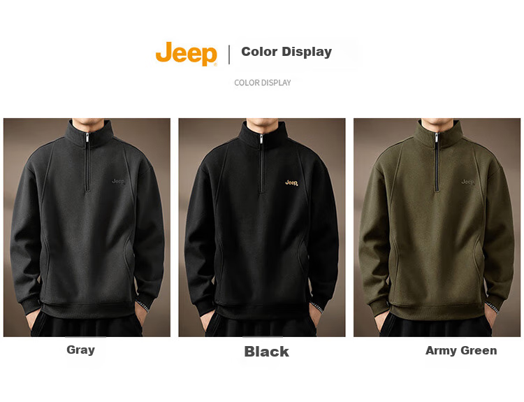 JEEP Men's Sweatshirt, Spring And Autumn Base Layer, Casual Loose Long-Sleeve Top, Embroidered Menswear, Gray, L 4