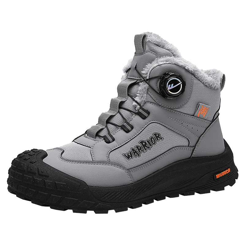 Warrior Men's Snow Boots 2025 Winter New Warm Fleece Thickened Cotton Shoes Gray Size 40