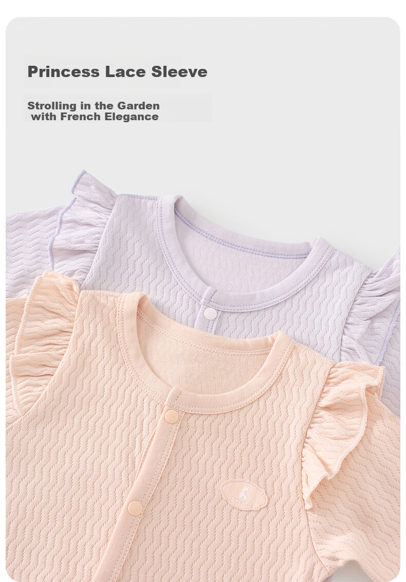 TONGTAI Baby Girl Romper, Spring And Autumn Pure Cotton Infant Clothing, Newborn Onesie Bodysuit, Seamless Pajamas, Purple, 80cm 6