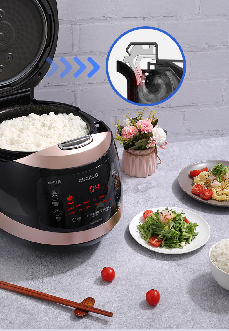 CUCKOO Korean Imported High-Pressure IH Heating Smart Reservation Multifunctional Home Rice Cooker Pot, 5 Liters, Serves 4-5 People, CRP-HWF108FH 6
