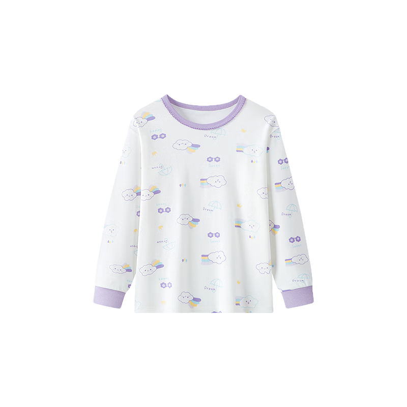 DEESHA [7A Antibacterial 40S Compact Spun] Girls' Pure Cotton Thermal Top Autumn Base Shirt for Older Children